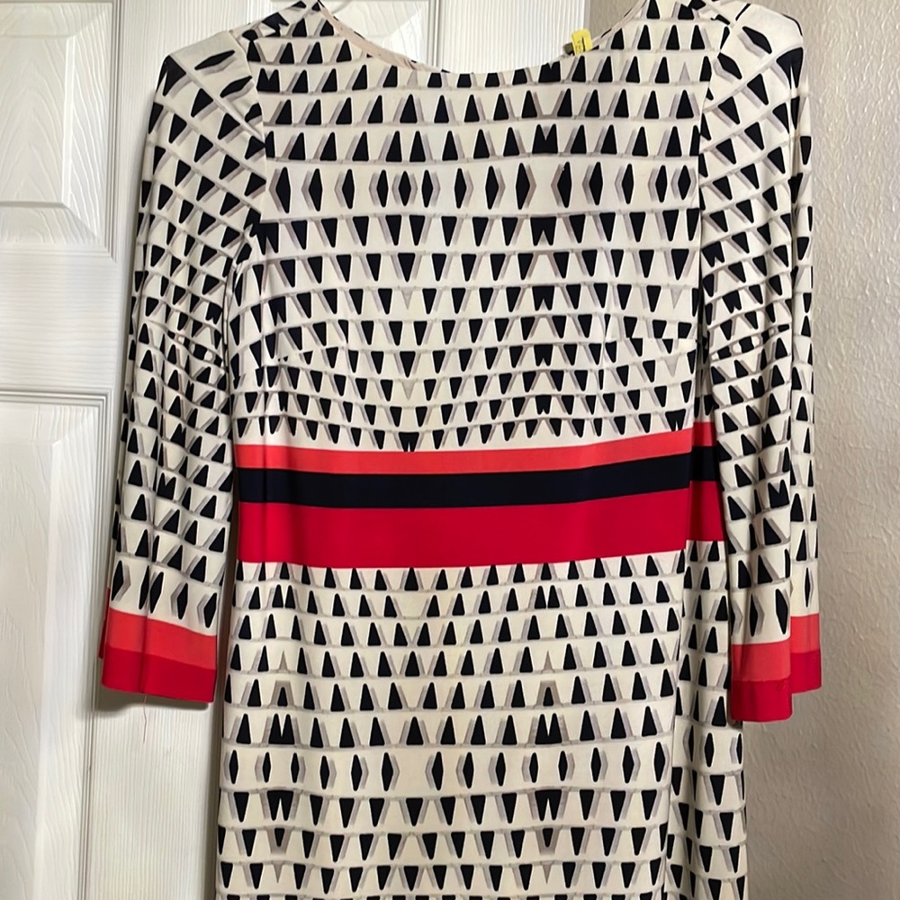 Eliza J red and navy patterned dress